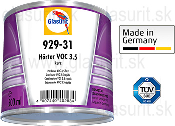 Glasurit 929-31 VOC Tužidlo krátke, Glasurit 929-33 VOC Tužidlo normal a Glasurit 929-34 VOC Tužidlo dlhé